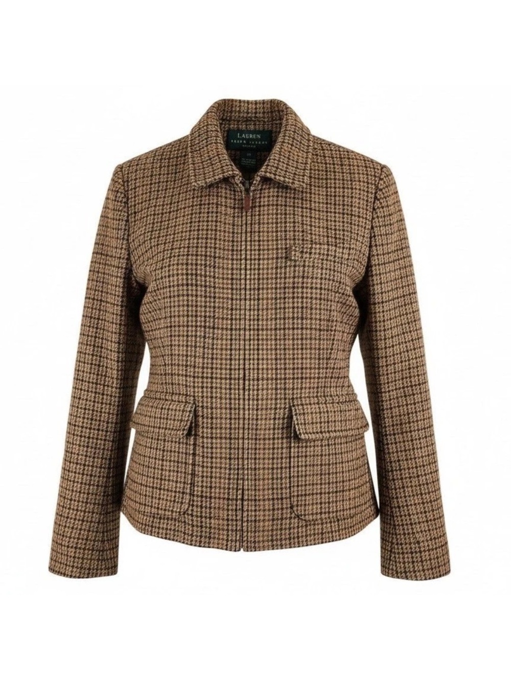 Lauren Ralph Lauren Blazer tweed 100% wool Equestrian Plaid Jacket Size Preppy